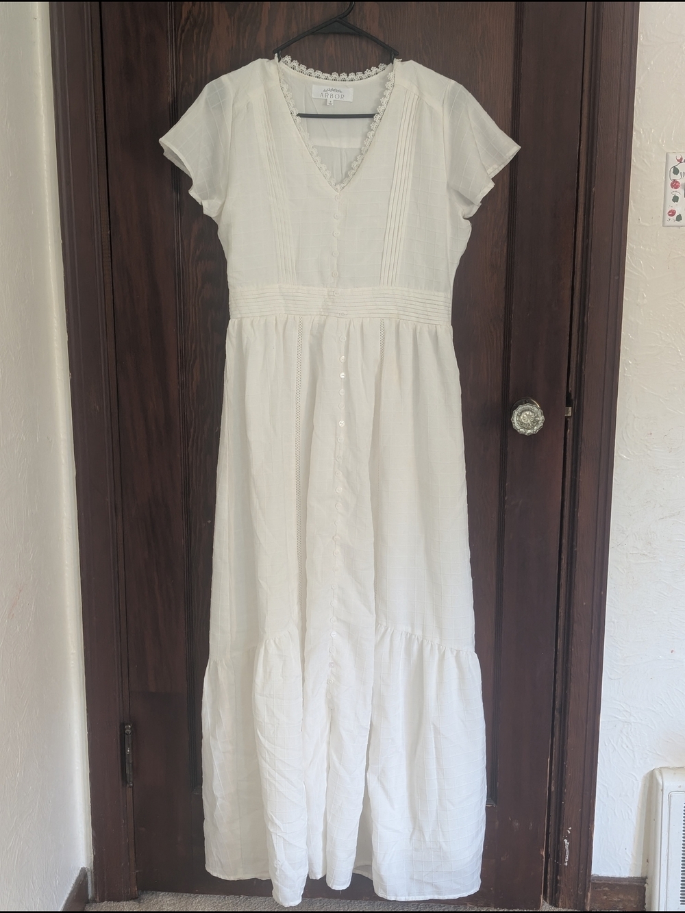 Arbor White V-Neck Tiered Maxi Dress - Picture 2 of 10